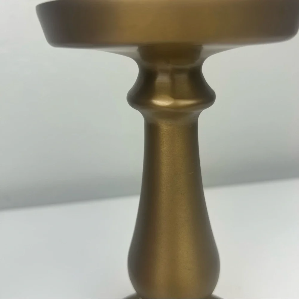 Ikea set of two gold pillar candle holders 8.5 inches